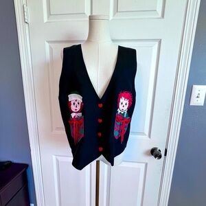 Snowden & Friends VTG Women’s Christmas Vest Raggedy Ann and Andy Silk Size XL